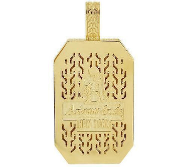 14K Yellow Solid Gold Mens Diamond Custom Made Pave Set Dog Tag Pendant 5.50 Ctw